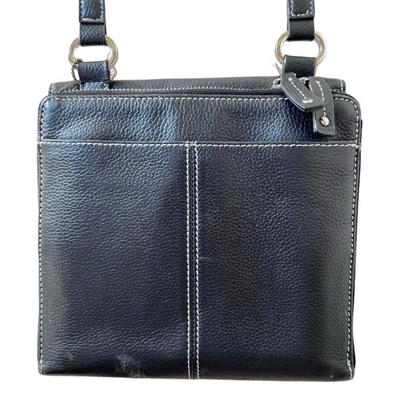 Vtg Tignanello Crossbody Bag Brown Pebbled Leather Purse Zip Magnet Stitching - Picture 3 of 11